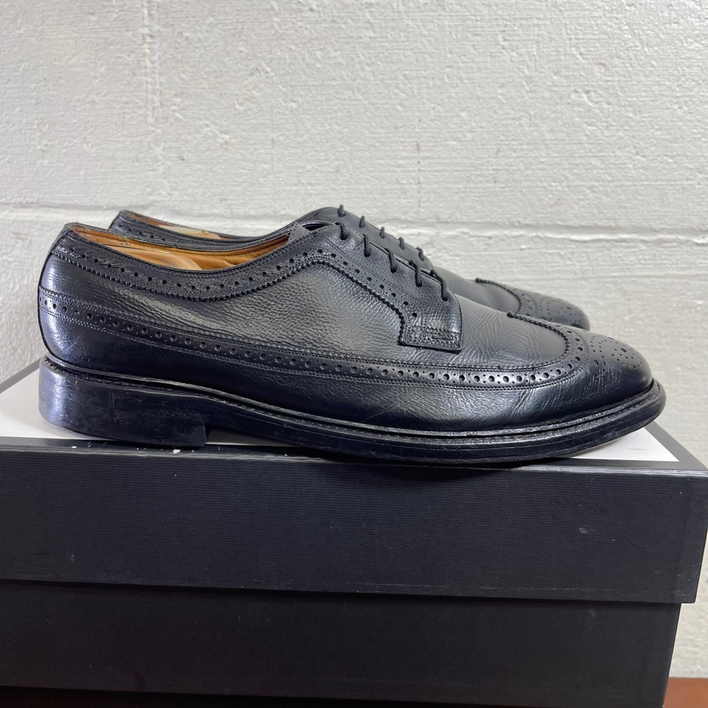 Florsheim Imperial 96624 Black Leather Long Wing Oxford Dress Shoes Men's 10.5 D